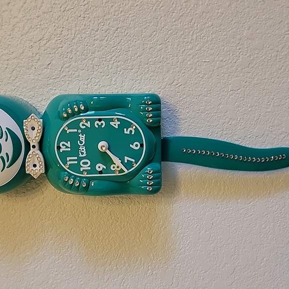 Jeweled Green Beauty Kit-Cat Klock clock SUPER RARE - Picture 4 of 5